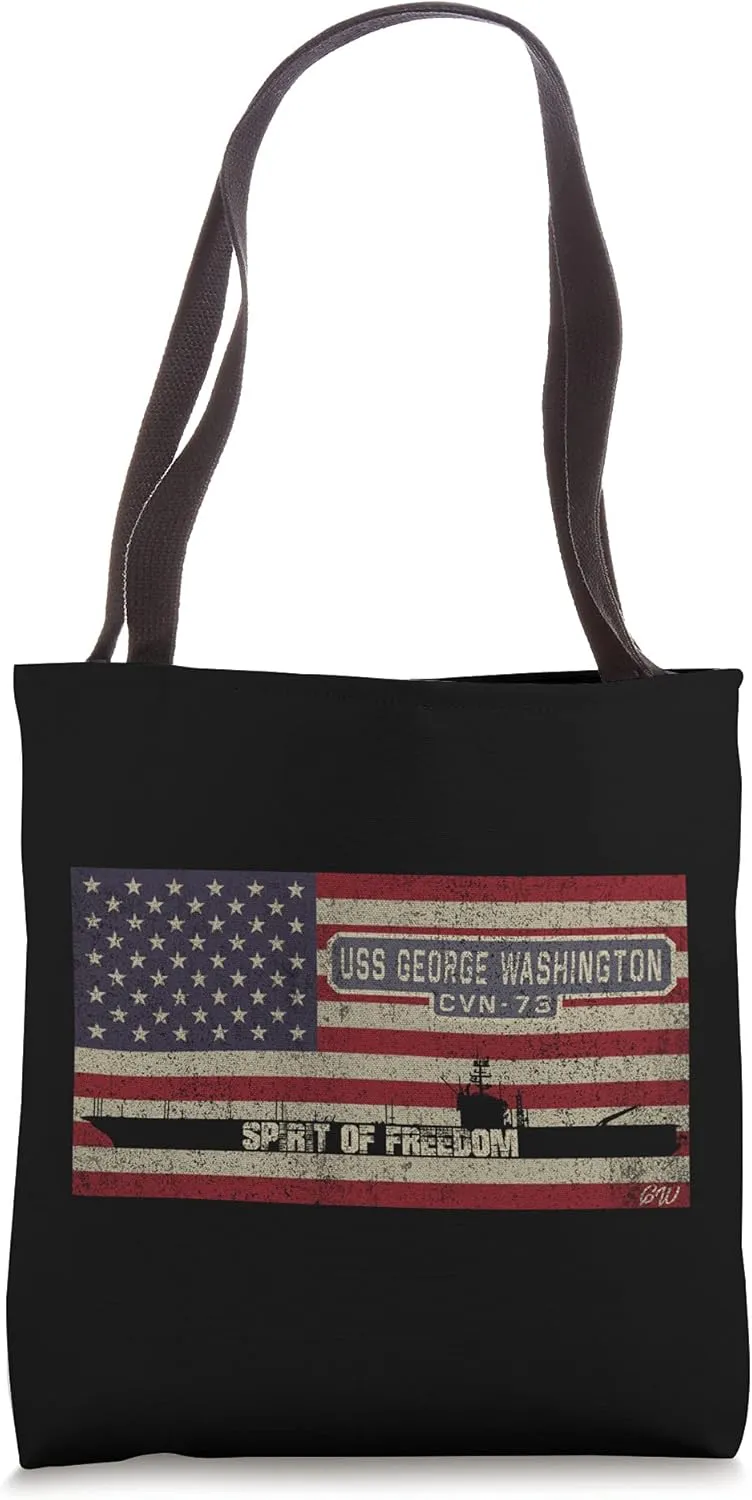 USS George Washington CVN-73 Aircraft Carrier American Flag Tote Bag