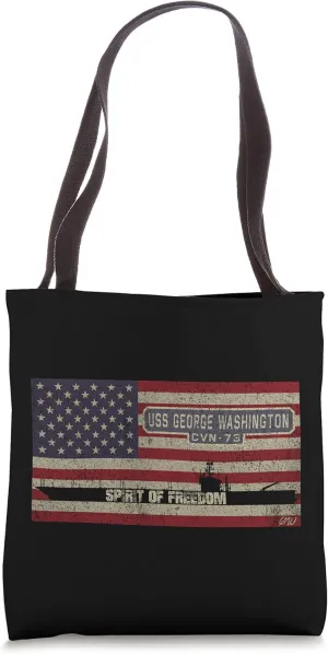 USS George Washington CVN-73 Aircraft Carrier American Flag Tote Bag