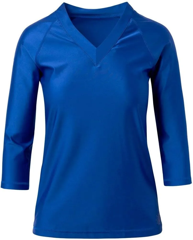 UV SKINZ V-Neck Sun and Swim Shirt for Women with UPF 50  Sun Protection – Rashguard, Modest Swim Top, Swim Tees