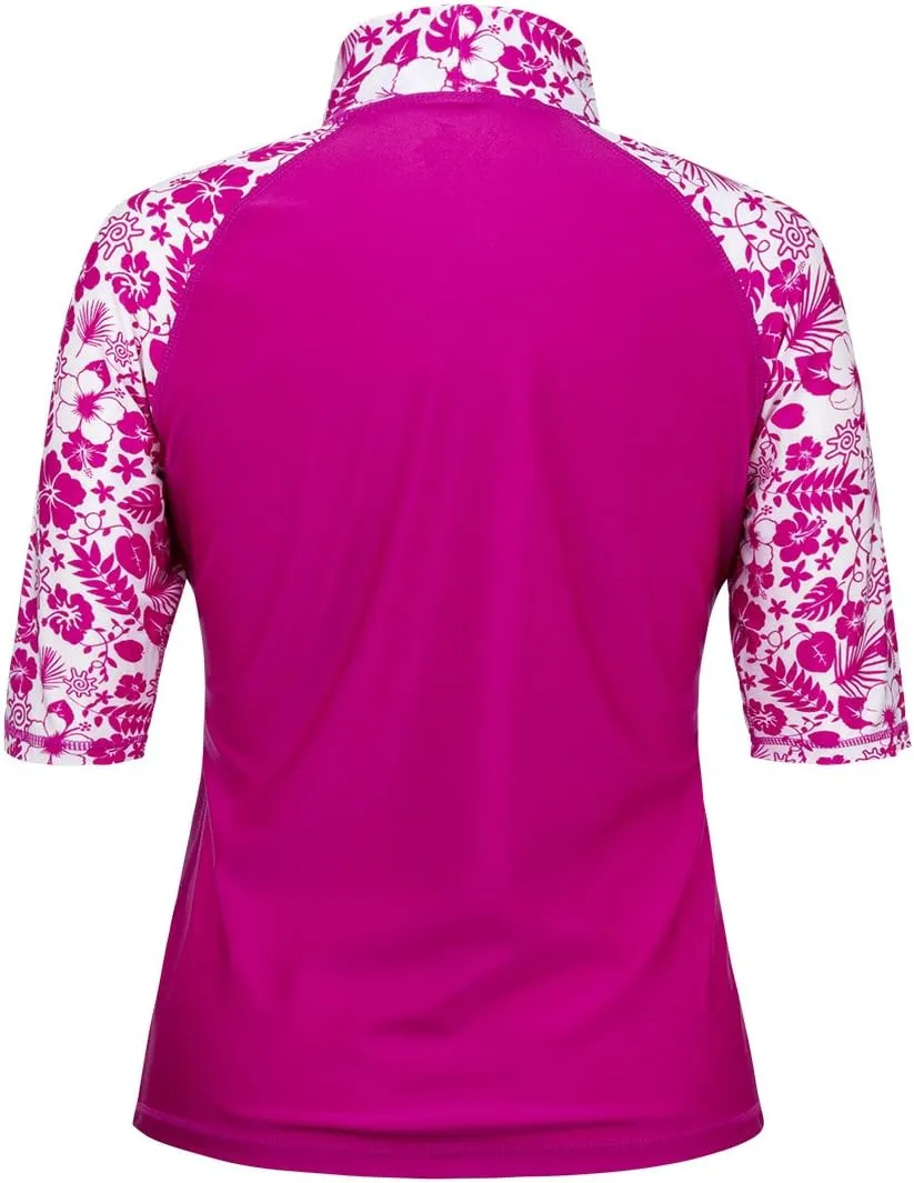 UV SKINZ Women’s Aloha Short Sleeve Sun and Swim Shirt with UPF 50  Sun Protection – Womens Short Sleeve Rash Guard