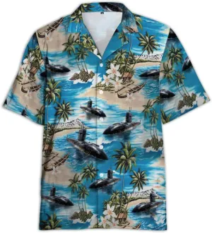 V-DECORPARKS Submarine Veteran Hawaiian Shirt for Men-Navy Submarine Beach Mens Button Up Shirts Short Sleeve (TU-HW_184)