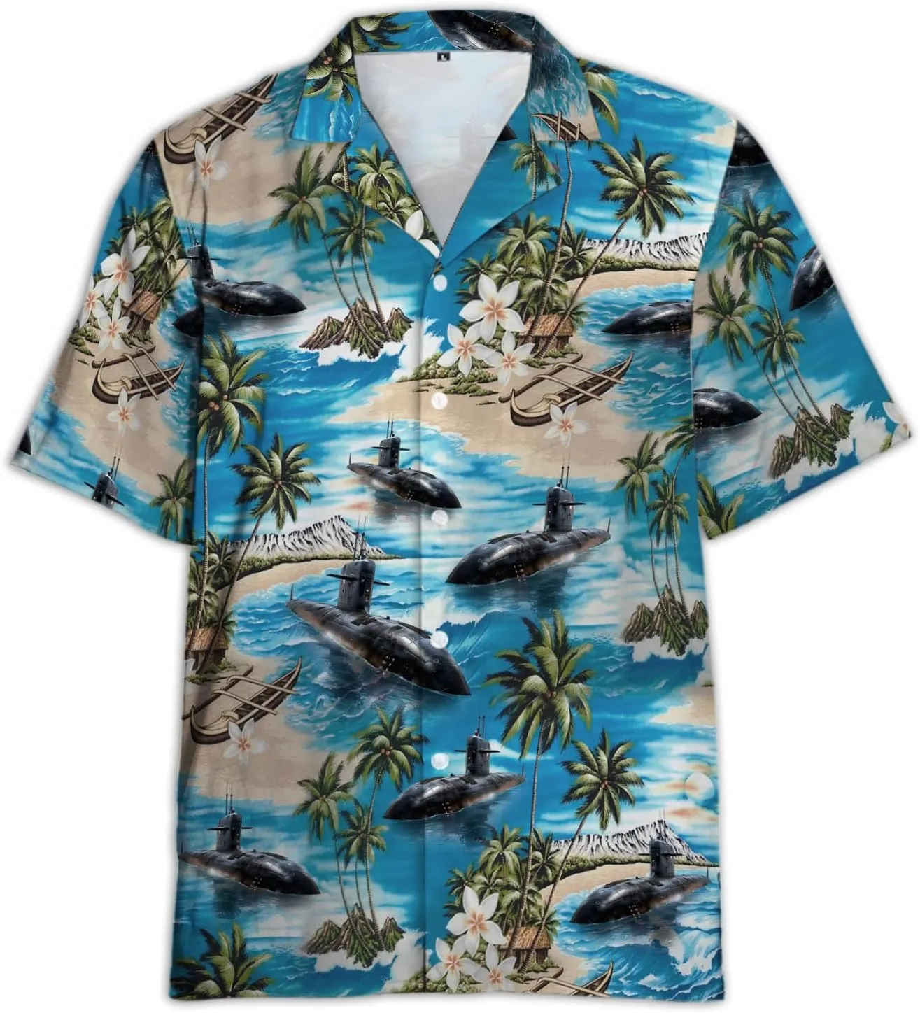V-DECORPARKS Submarine Veteran Hawaiian Shirt for Men-Navy Submarine Beach Mens Button Up Shirts Short Sleeve (TU-HW_184)