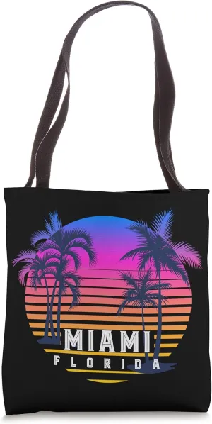 Vaporwave Palm Trees Tropical Beach FL State Miami Florida Tote Bag