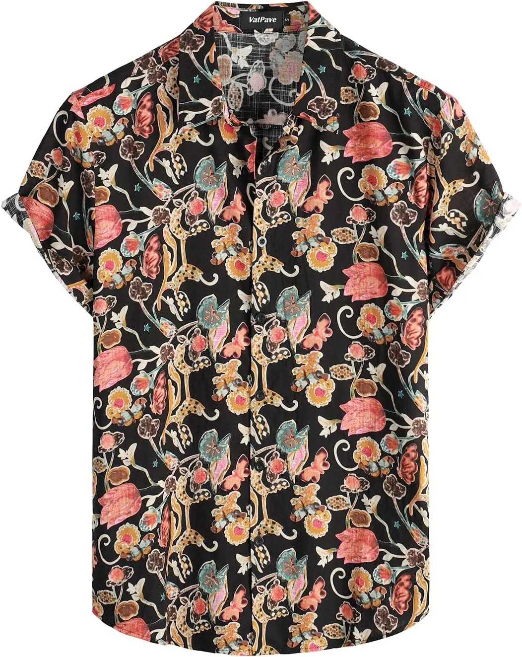 VATPAVE Mens Casual Short Sleeve Button Down Shirts Regular Fit Hawaiian Summer Shirts