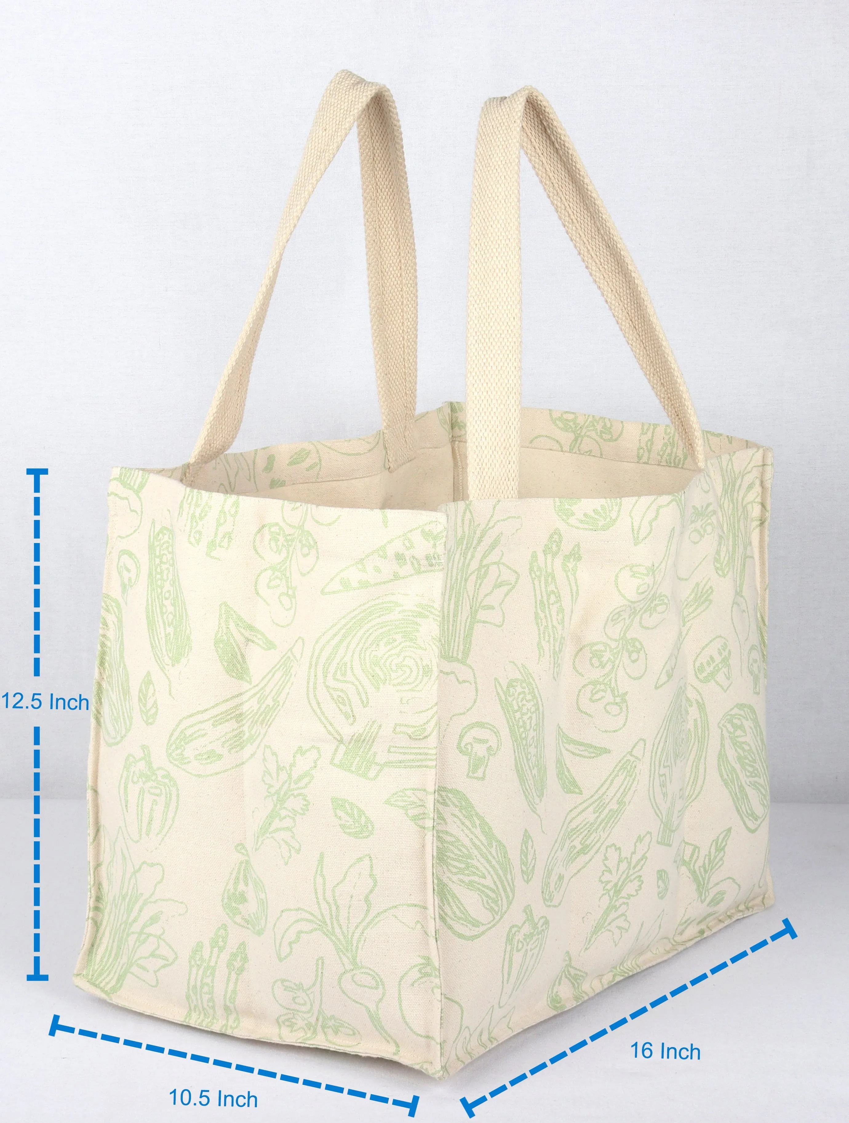 Vegetables / 1) Time-sensitive Shopping Grocery Canvas Heavy-duty Cotton Bag (Pack of