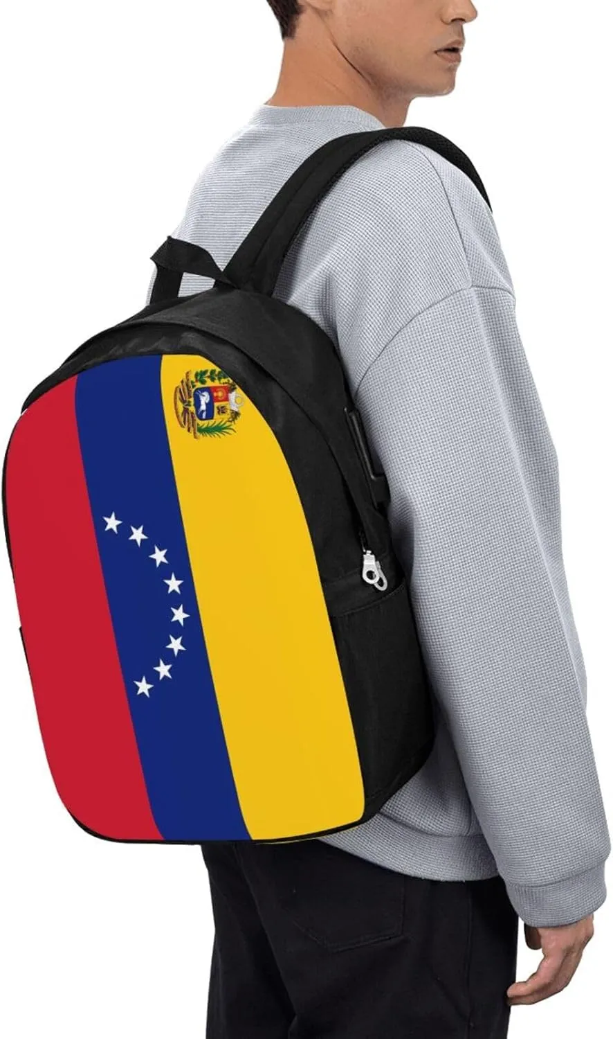 Venezuelan Venezuela Flag Laptop Backpacks Travel Backpack Casual Business Daypack Sport Rucksack Computer Bag Fits up to 17 Inch Notebook with USB Port