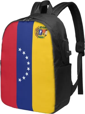 Venezuelan Venezuela Flag Laptop Backpacks Travel Backpack Casual Business Daypack Sport Rucksack Computer Bag Fits up to 17 Inch Notebook with USB Port