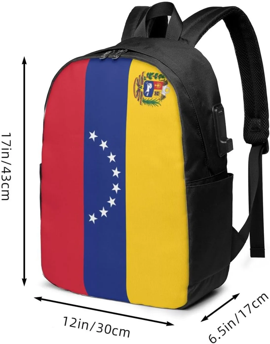 Venezuelan Venezuela Flag Laptop Backpacks Travel Backpack Casual Business Daypack Sport Rucksack Computer Bag Fits up to 17 Inch Notebook with USB Port