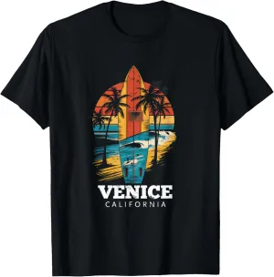 Venice Beach California Surfboard Surfing Retro T-Shirt