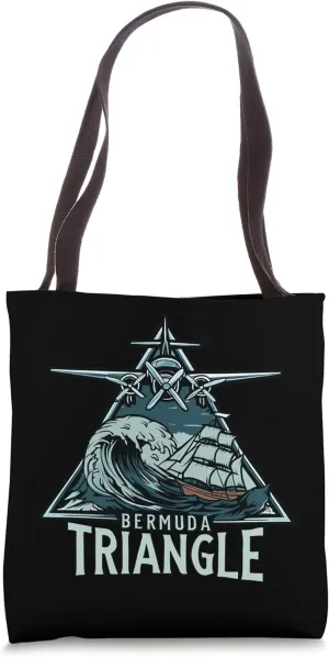 Vintage Bermuda Triangle Mystery Plane Ship Wave Graphic Tote Bag