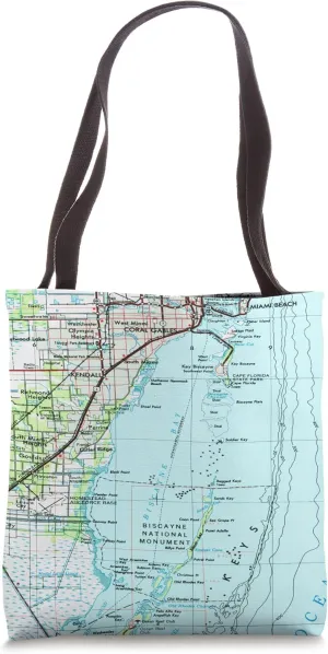 Vintage Biscayne Bay Map (1956) Tote Bag