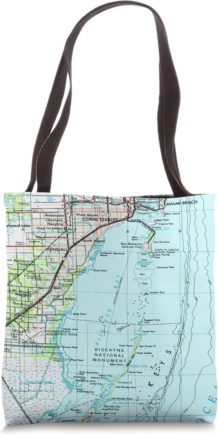 Vintage Biscayne Bay Map (1956) Tote Bag