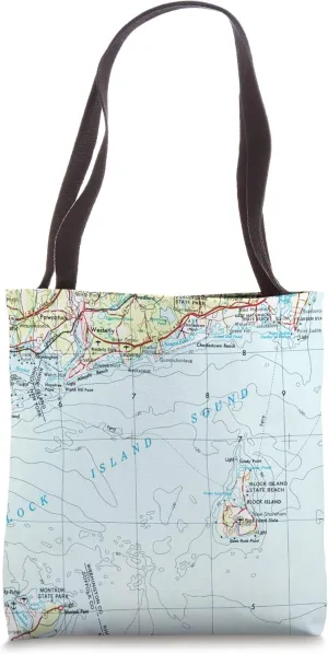 Vintage Block Island Sound Maritime Map (1947) Tote Bag