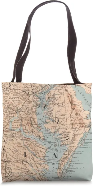 Vintage Chesapeake Bay Map (1850) Tote Bag