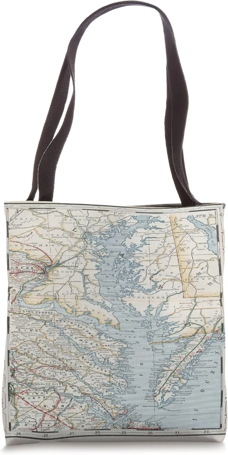 Vintage Chesapeake Bay Map (1901) Tote Bag