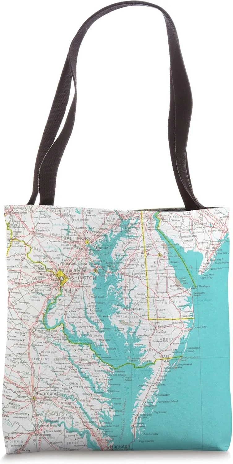 Vintage Chesapeake Bay Map (1970) Tote Bag