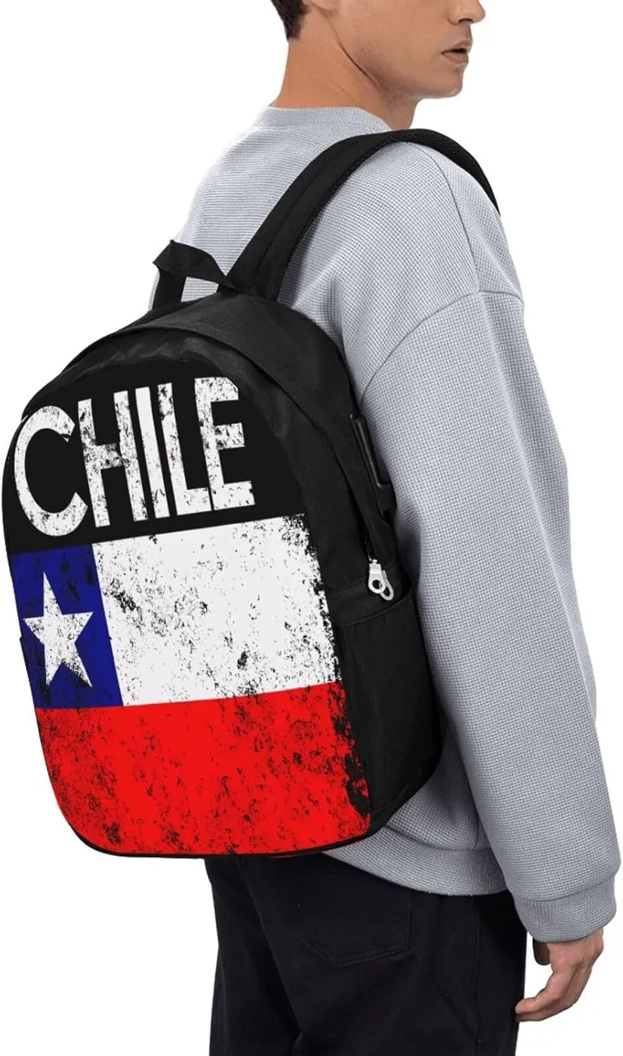 Vintage Chile Chilean Flags Laptop Backpacks Travel Backpack Casual Business Daypack Sport Rucksack Computer Bag Fits up to 17 Inch Notebook with USB Port