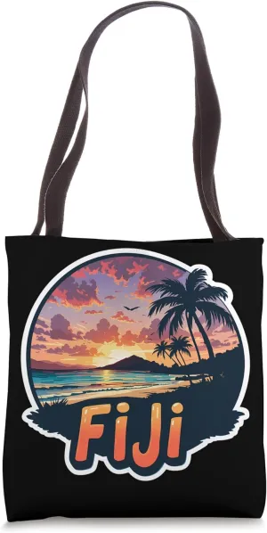 Vintage Fiji Sunset Beach Summer Vacation Retro Sun Souvenir Tote Bag