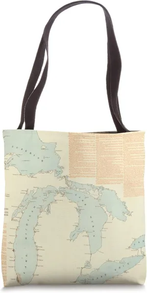 Vintage Great Lakes Shipwrecks Map (1894) Tote Bag