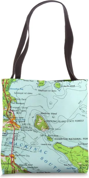 Vintage Mackinac Island MI Nautical Map (1955) Tote Bag
