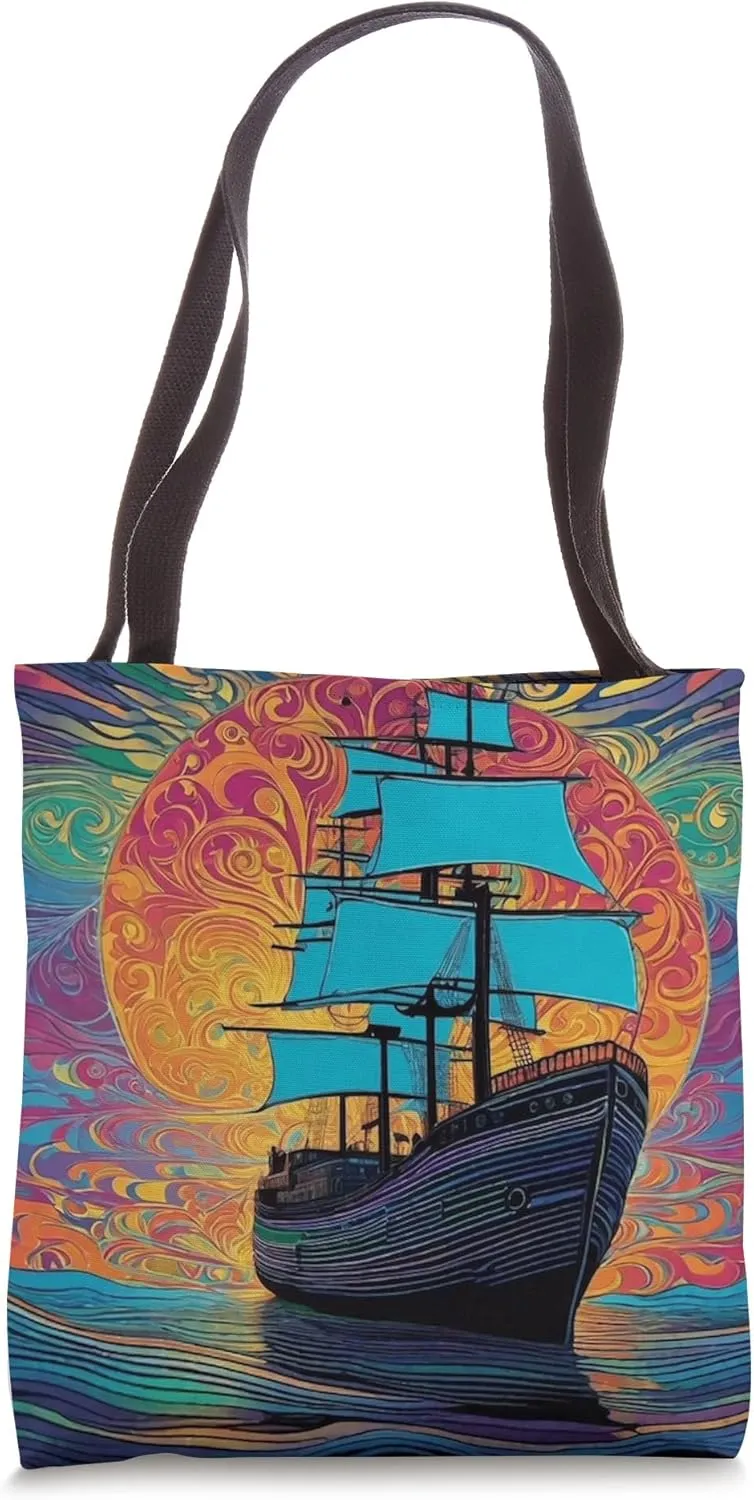 Vintage Maritime Sailboat Ocean Cruise Adventure Tote Bag