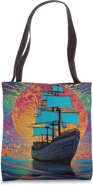 Vintage Maritime Sailboat Ocean Cruise Adventure Tote Bag