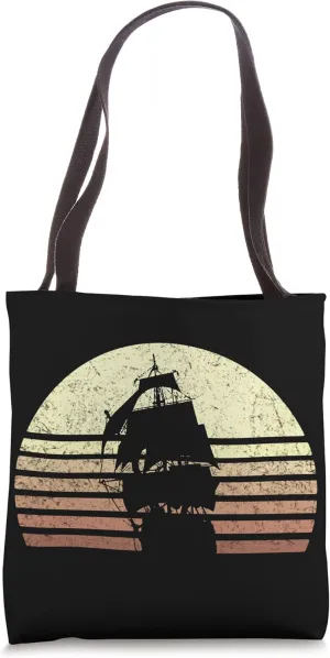Vintage Nautical Sailing Pirate Ship Captain Sailboat Sailor Tote Bag