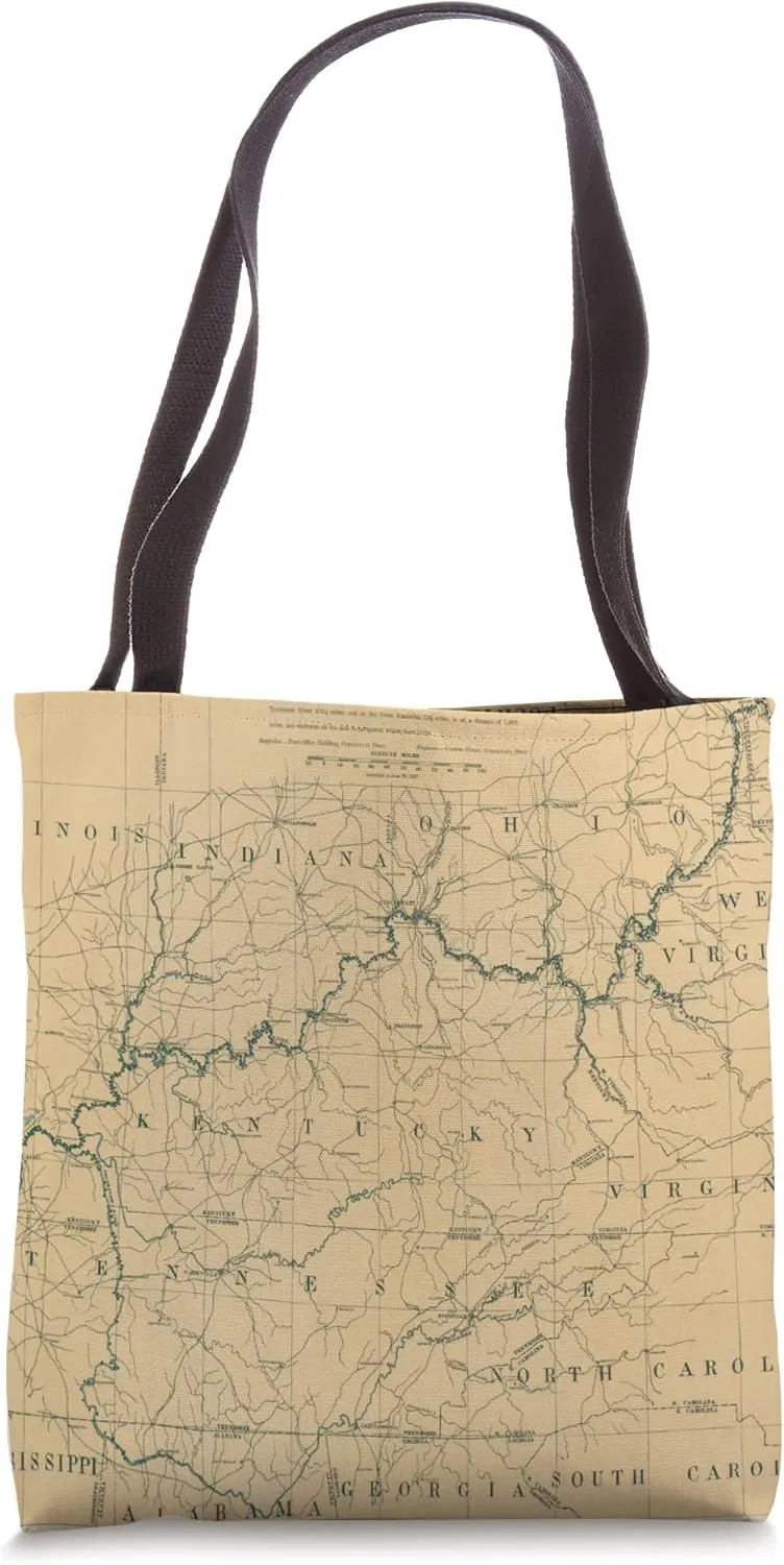 Vintage Ohio River Lighthouse Map (1897) Tote Bag