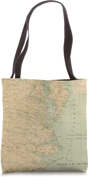 Vintage Outer Banks & Chesapeake Bay Lighthouse Map Tote Bag