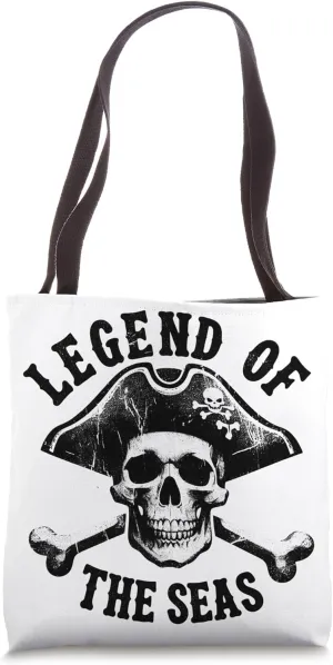Vintage Pirate Captain Skull Tee - Crossbones and Skulls Tote Bag