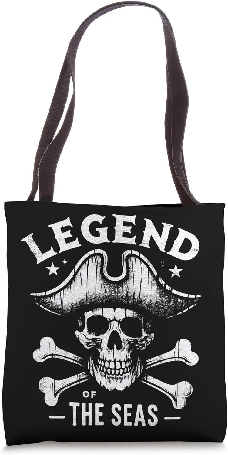 Vintage Pirate Captain Skull Tee - Crossbones and Skulls Tote Bag