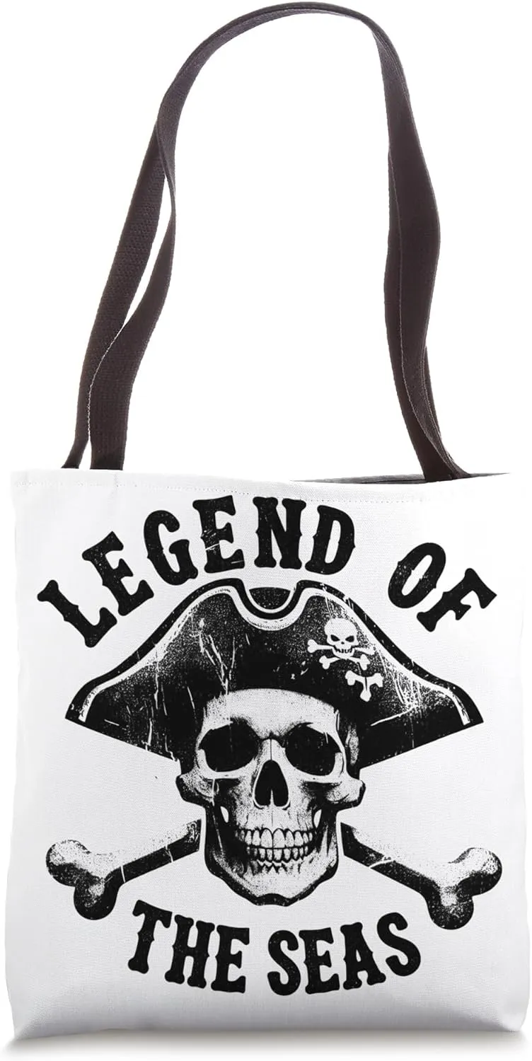 Vintage Pirate Captain Skull Tee - Crossbones and Skulls Tote Bag