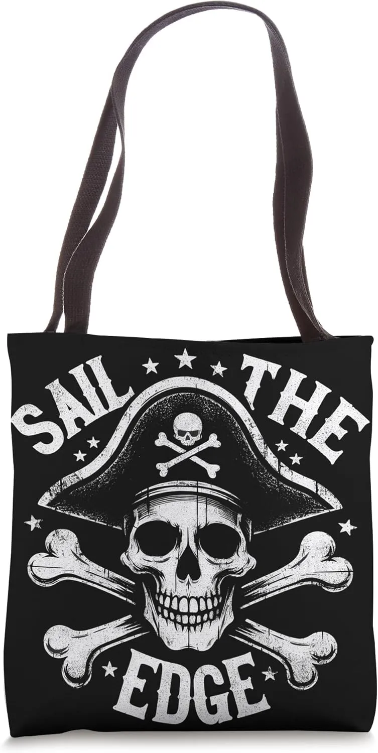 Vintage Pirate Captain Skull Tee - Crossbones and Skulls Tote Bag