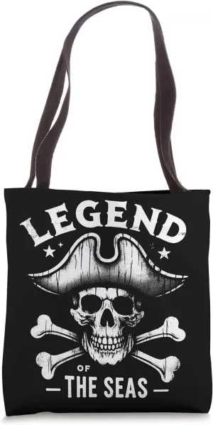 Vintage Pirate Captain Skull Tee - Crossbones and Skulls Tote Bag