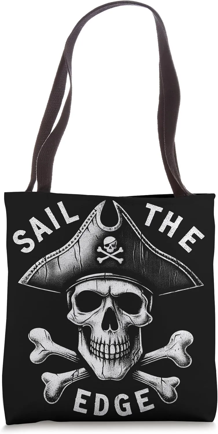 Vintage Pirate Captain Skull Tee - Crossbones and Skulls Tote Bag