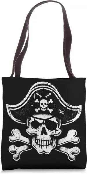 Vintage Pirate Skull Captain Tee - Roger Jolly Crossbones Tote Bag