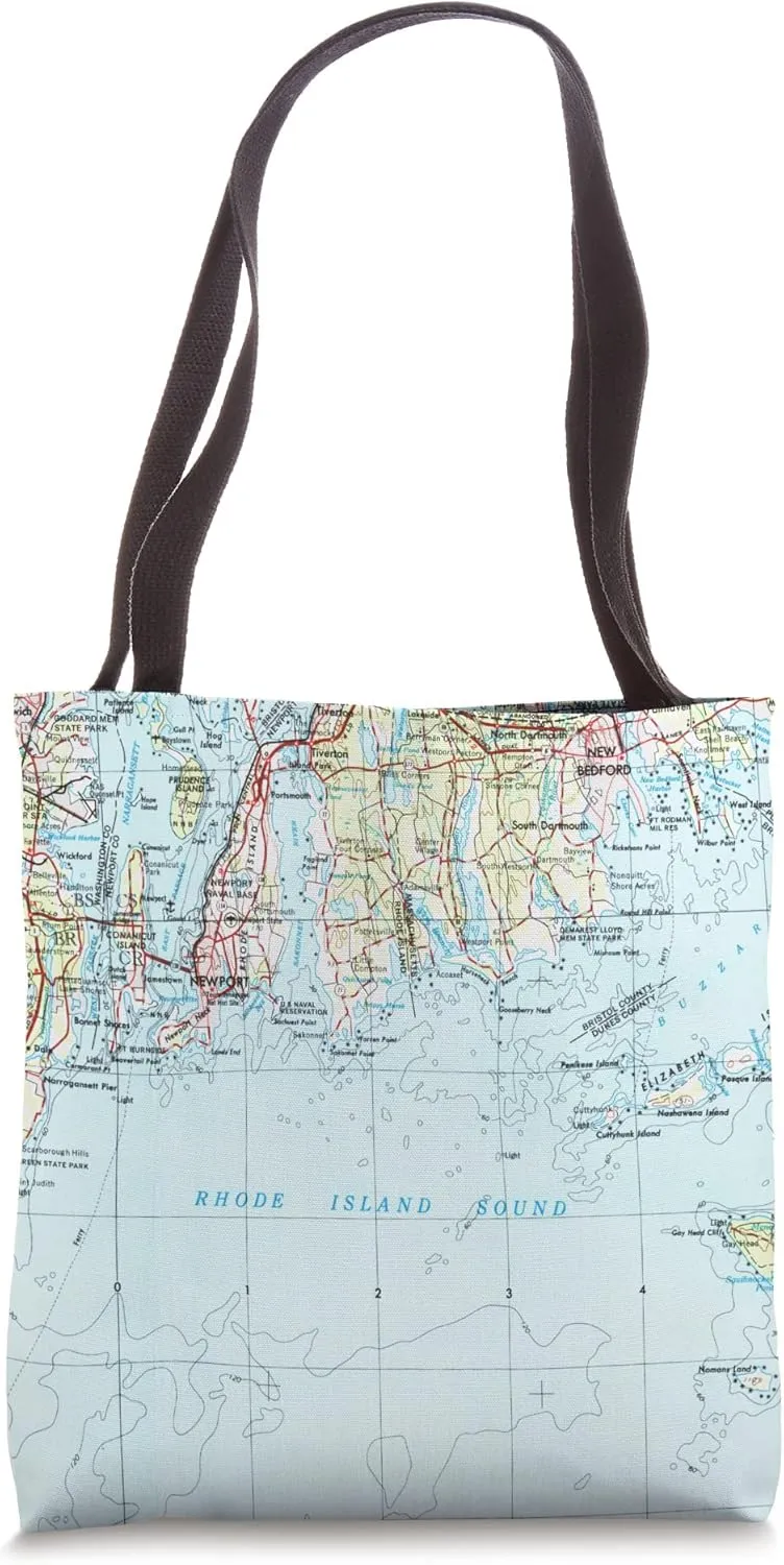 Vintage Rhode Island Sound Maritime Map (1947) Tote Bag
