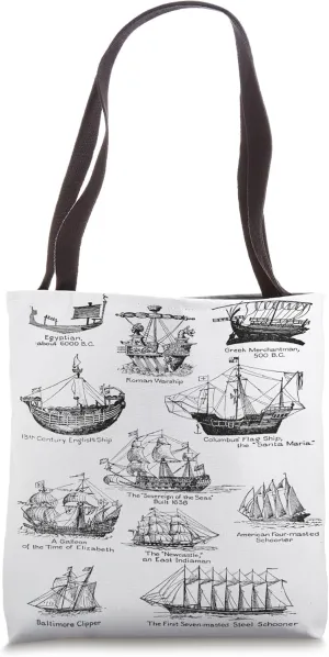 Vintage Sailboats Throughout History Diagram (1923) Tote Bag