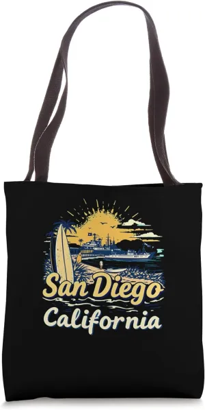 Vintage San Diego California Sunset Skyline Cityscape Retro Tote Bag