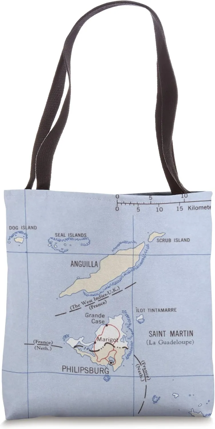 Vintage St Martin and Anguilla Map (1960) Tote Bag