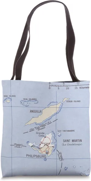Vintage St Martin and Anguilla Map (1960) Tote Bag