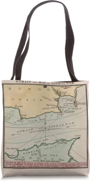 Vintage Strait of Gibraltar Map (1799) Tote Bag