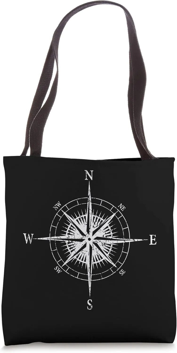 Vintage Style Compass Symbol of Navigation and Guidance Tote Bag