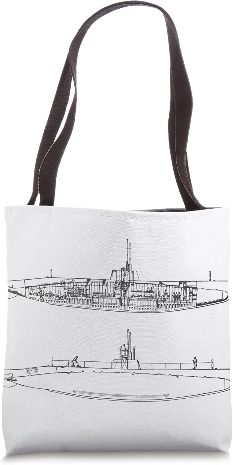 Vintage Submarine Cross Section Illustrative Diagram (1924) Tote Bag