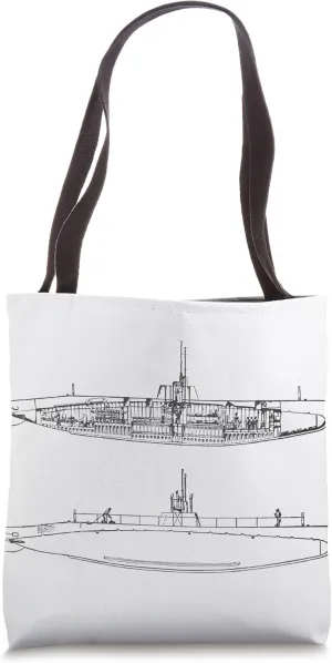 Vintage Submarine Cross Section Illustrative Diagram (1924) Tote Bag