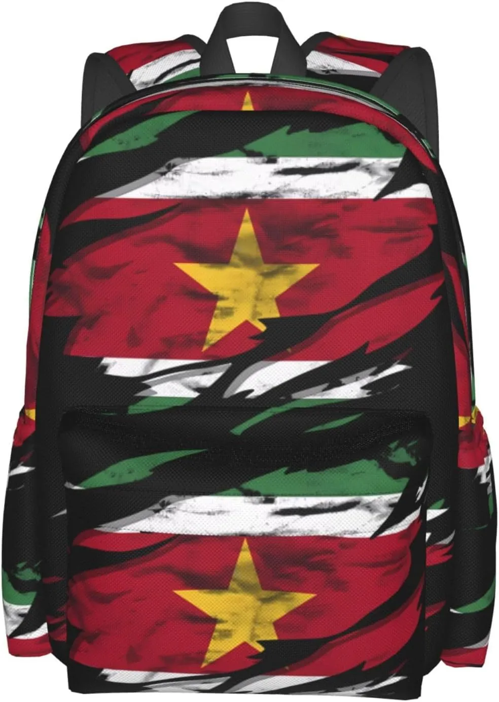 Vintage Suriname Surinamese Flag Casual Backpack Large Capacity Travel Backpacks Laptop Daypack Commuter Rucksack Adjustable Strap Sports Bags for Hiking Biking
