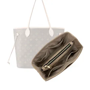 Waterproof Nylon Purse Organizer for Neverfull MM with zipper, Lv Neverfull Bag Organizer MM Nylon, Neverfull GM Insert Handmade Snug Sturdy Gold Zipper (For Neverfull MM, Cream)