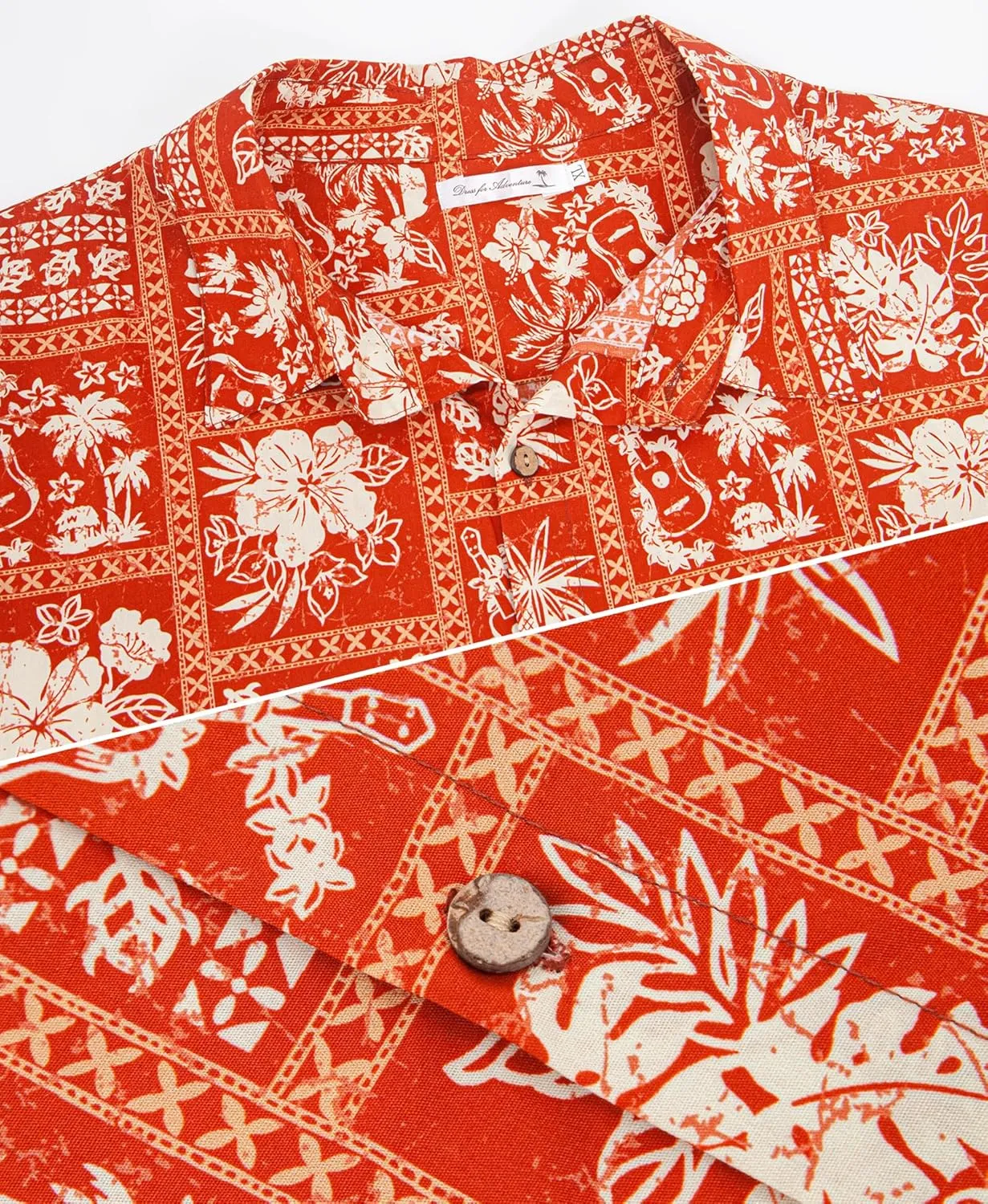 Weecreeture Men's Cotton Hawaiian Short Sleeve Button-Down Shirt, Tropical Floral Vintage Casual Summer Shirt
