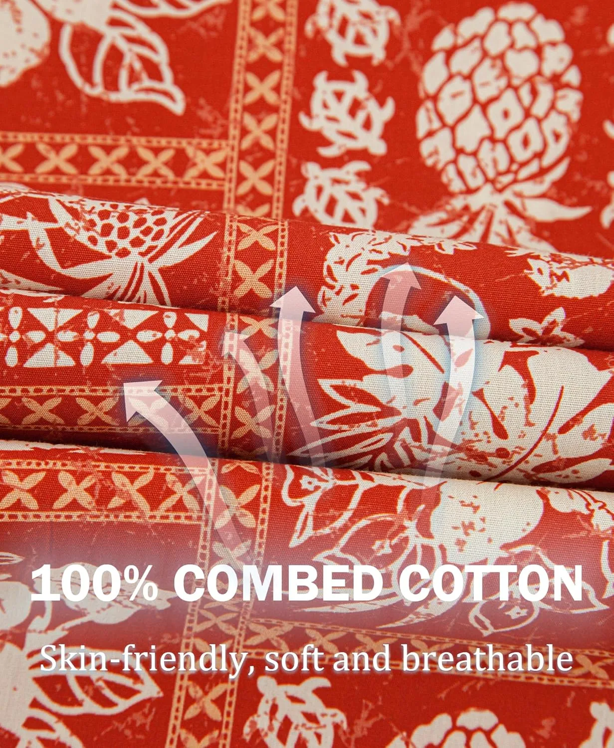 Weecreeture Men's Cotton Hawaiian Short Sleeve Button-Down Shirt, Tropical Floral Vintage Casual Summer Shirt