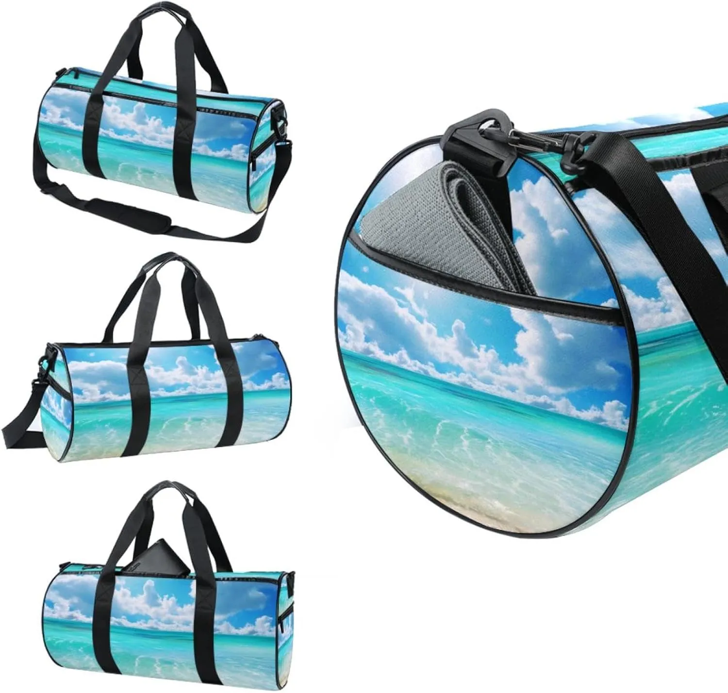 Weekender Travel Bag,Small Gym Bag,Sand Beach and Tropical Sea,Gym Duffle Bag